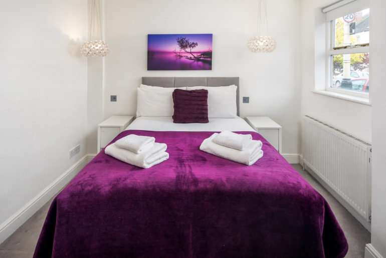 Bedding displayed at front desk.