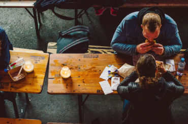 friends eating street food