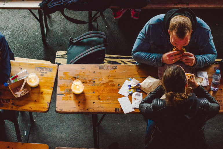 friends eating street food