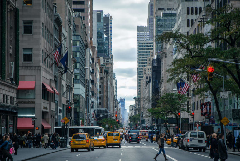 crossing a street in nyc