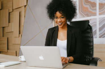 woman working on laptop