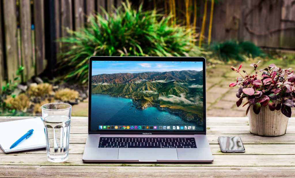 laptop outside a campground