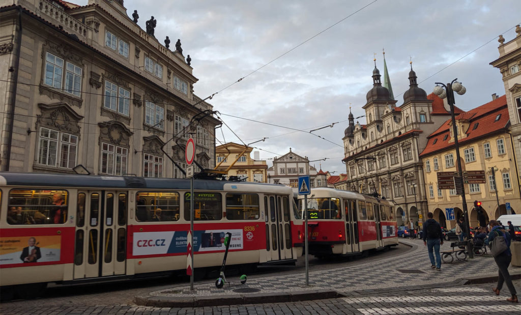 tram in european city