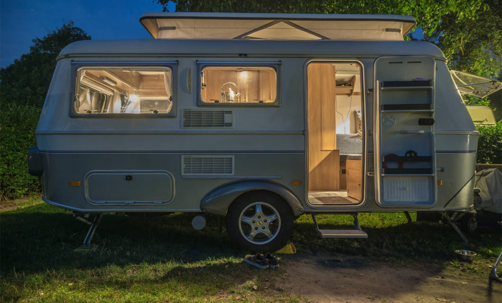 travel trailer at a campground