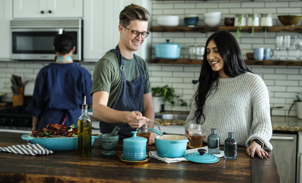 cooking together in a coliving space