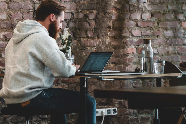man working remotely