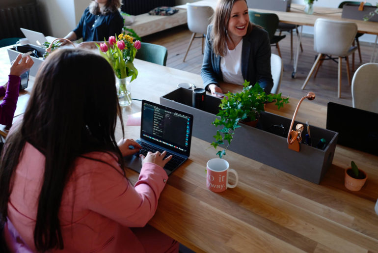 women working in a coworking space