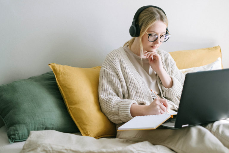 woman working on a computer