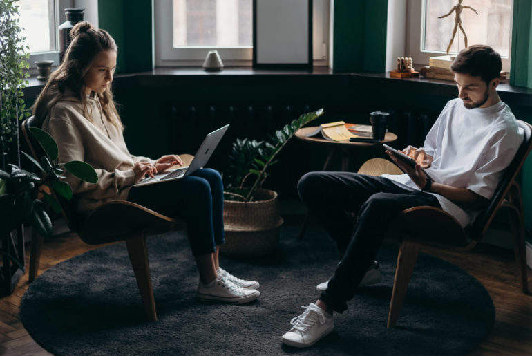 hanging out while working remotely