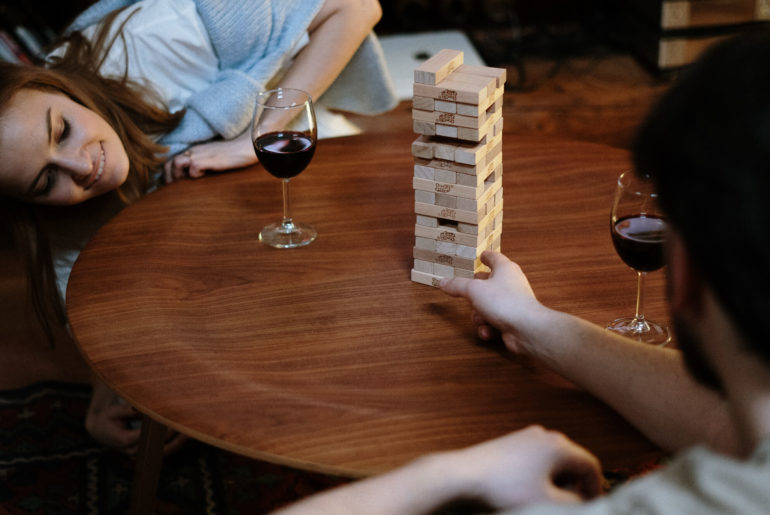 roommates playing jenga