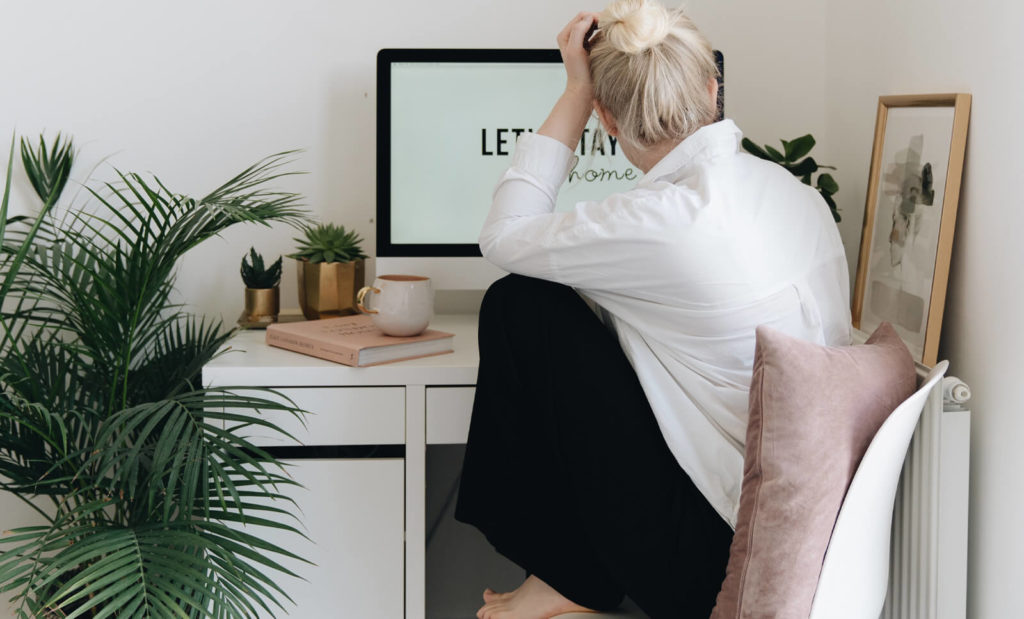 girl exercising at desk