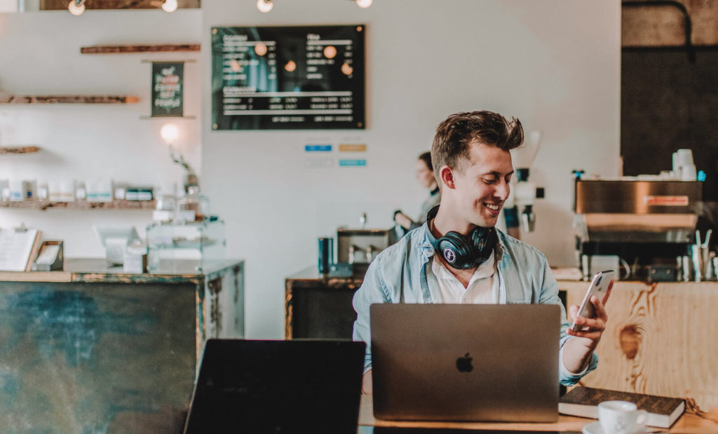 working from a cafe