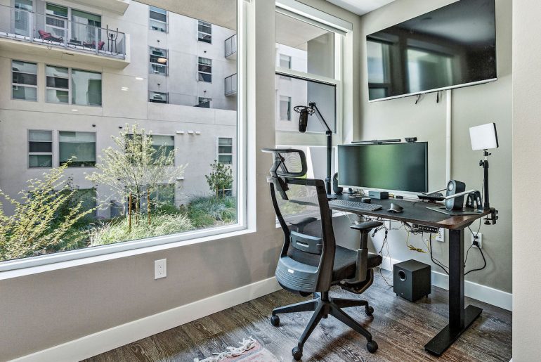 A minimalist computer desk for deep work.